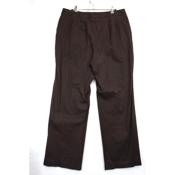Talbots Stretch Wide Leg Pants Women 12 Brown Office‎ Wear Flat Front Pockets - Picture 2 of 11